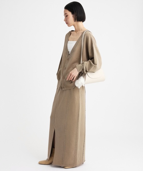 ハチイチブランカ ＋81BRANCA 24AW スウェットカーディガン Vネック ダメージ加工 F グレー /AT ■OS レディース ハチイチブランカ ＋81BRANCA 24AW スウェットカーディガン V