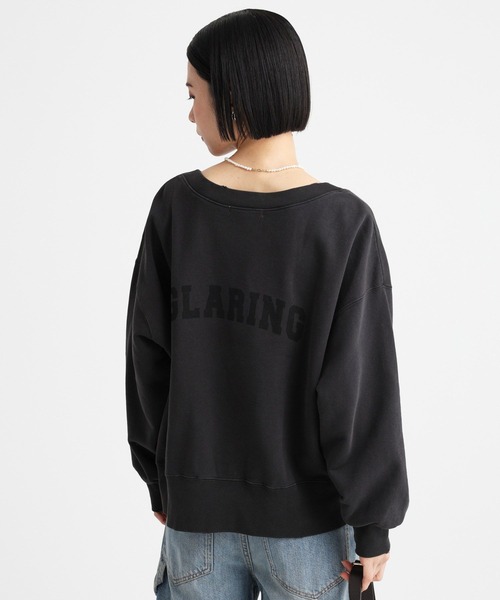 ハチイチブランカ ＋81BRANCA 24AW スウェットカーディガン Vネック ダメージ加工 F グレー /AT ■OS レディース ハチイチブランカ ＋81BRANCA 24AW スウェットカーディガン V