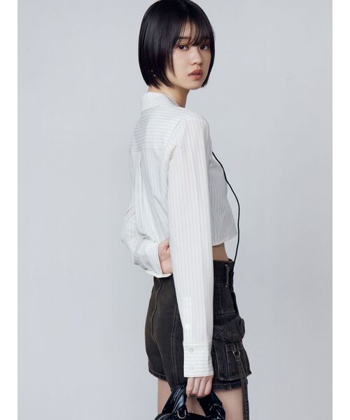 EMODA　レースブラウス EMODA ブラウス シャツ レースアップショートシャツ レディース