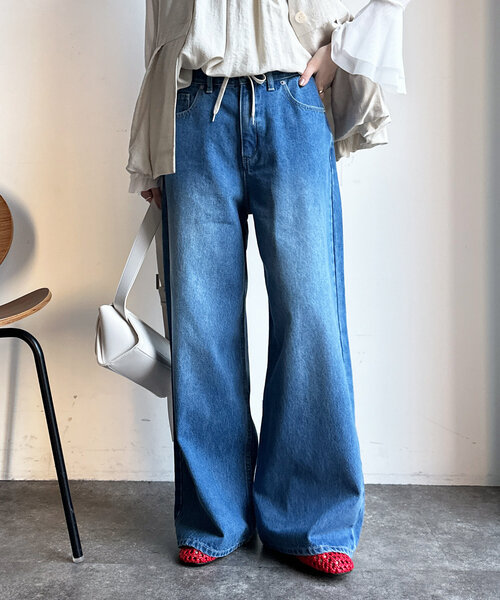 ドロストデニムパンツ Whim Gazette ジーンズ デニム デニムパンツ ドロストデニム