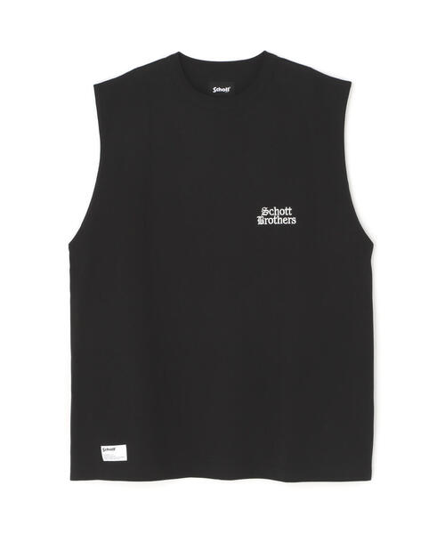 Schott ブラック ショートスリーブシャツ SLUB CHIFFON LS SHIRT/スラブ シフォン ロングスリーブ シャツ