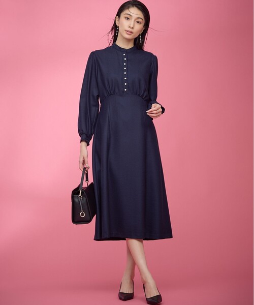 「組曲」 長袖ワンピース 2 ネイビー レディース_画像4