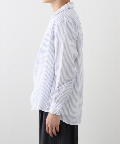 bourrienne Paris X ブリエンヌ　ストライプシアサッカーシャツ bourrienne Paris X ブリエンヌ ストライプシアサッカーシャツ