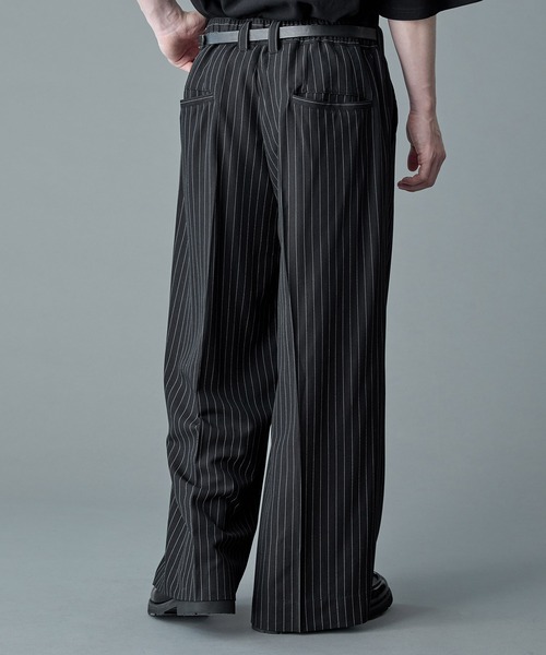 RUUBON スラックス 「RUUBON」stripe wide straight slacks