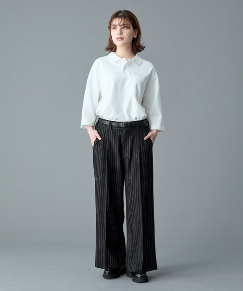 Wide straight slacks / ストライプ RUUBON スラックス 「RUUBON」stripe wide straight slacks