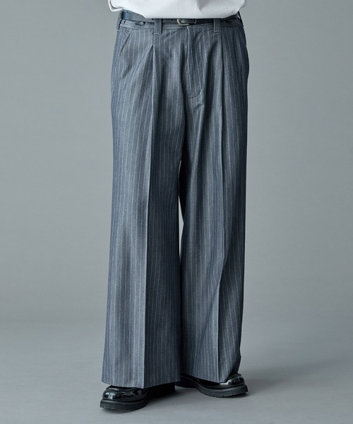 RUUBON スラックス 「RUUBON」stripe wide straight slacks