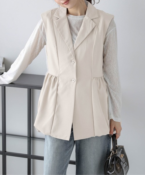 Esensation イーセンセーション 異素材ドッキングバルーンベスト ジレ ベスト ジレ バルーンベスト レディース : ZOZOTOWN Yahoo!店 - 通販