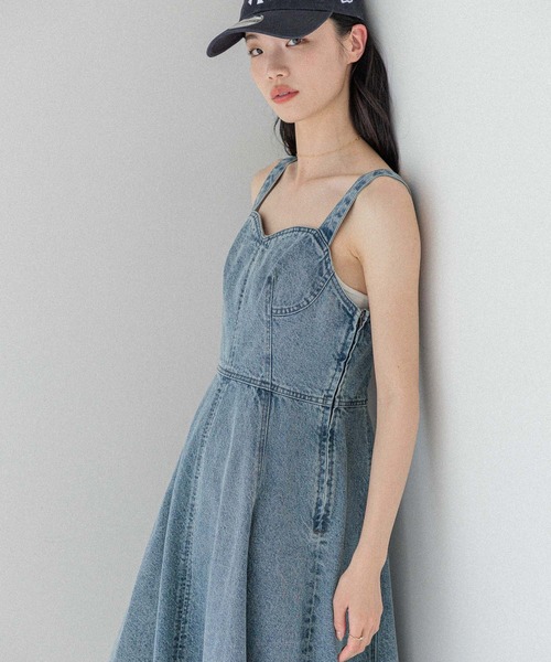 Heather ワンピース ショルダーベルトデニムワンピース 325865
