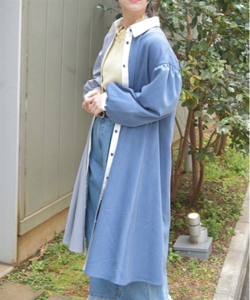 axes femme ワンピース ストライプ配色切替シャツワンピース