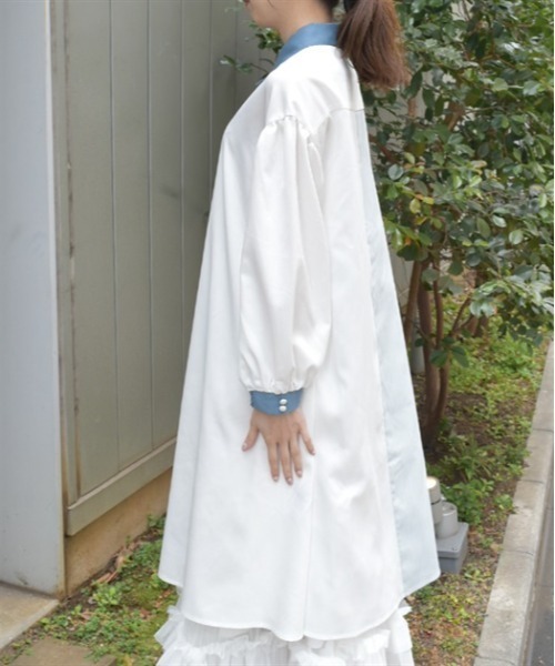 フォクシー シャツワンピースドレス Aライン ストライプ ホワイト ベルト 38 axes femme（アクシーズ ファム） ワンピース ストライプ配色切替