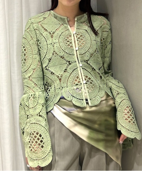 Ameri（アメリ） tシャツ MEDI INDIAN 2WAY BIG LACE TOPS レディース