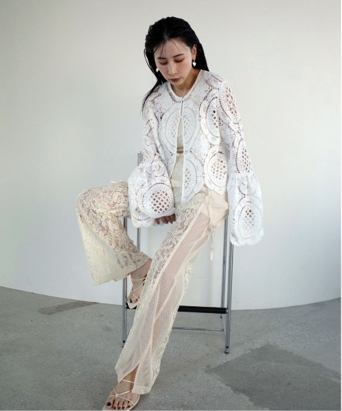 Ameri（アメリ） tシャツ MEDI INDIAN 2WAY BIG LACE TOPS レディース