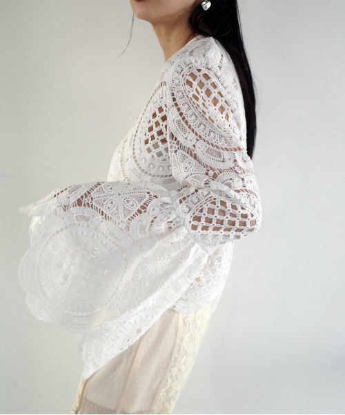 Ameri（アメリ） tシャツ MEDI INDIAN 2WAY BIG LACE TOPS レディース