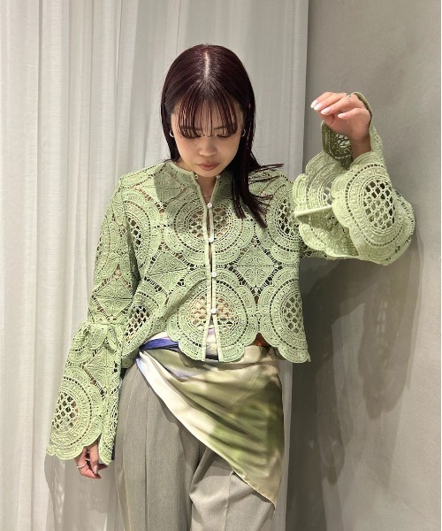 Ameri（アメリ） tシャツ MEDI INDIAN 2WAY BIG LACE TOPS レディース