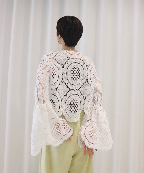 Ameri（アメリ） tシャツ MEDI INDIAN 2WAY BIG LACE TOPS レディース