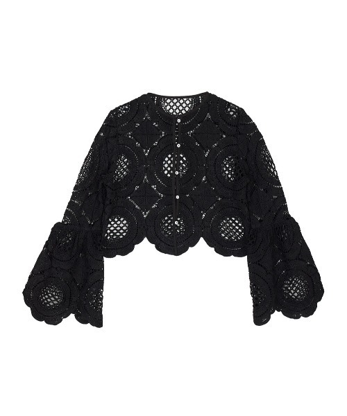 MEDI INDIAN 2WAY BIG LACE TOPS ブラック Ameri（アメリ） tシャツ MEDI INDIAN 2WAY BIG LACE TOPS レディース