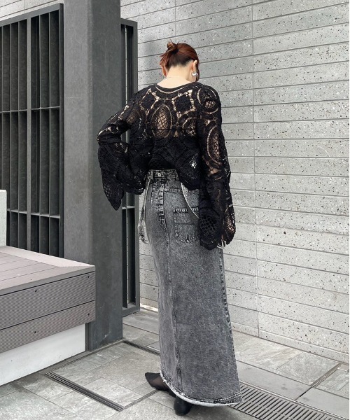 トップス ameri MEDI INDIAN 2WAY BIG LACE TOPS Ameri（アメリ） tシャツ MEDI INDIAN 2WAY BIG LACE TOPS レディース
