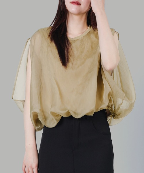 aimoha（アイモハ） tシャツ 七分袖風シアートップス (SS) レディース