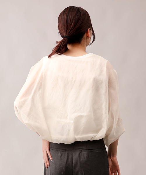 tシャツ SHEER HOODED KNIT TOPS レディース GIUNON tシャツ long sheer tops / ロングシアートップス