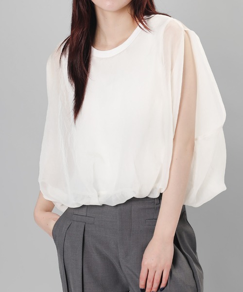 aimoha（アイモハ） tシャツ 七分袖風シアートップス (SS) レディース