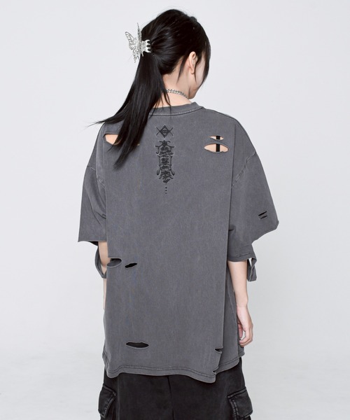 REFLEM tシャツ 「REFLEM/レフレム」ドラゴン刺繍ダメージT