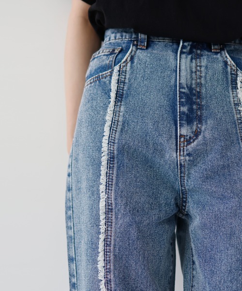 [hellam] обработка Denim брюки MEDIUM голубой женский 