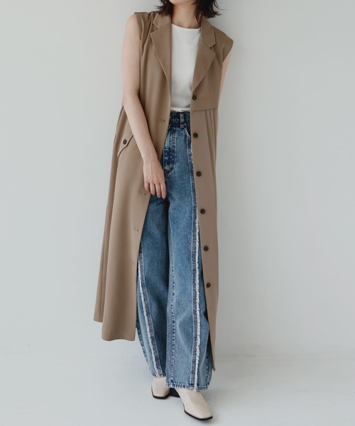 [hellam] обработка Denim брюки MEDIUM голубой женский 