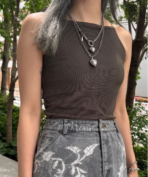 Ameri（アメリ） キャミソール MEDI GLOSS RIB BACK SLIT CAMISOLE