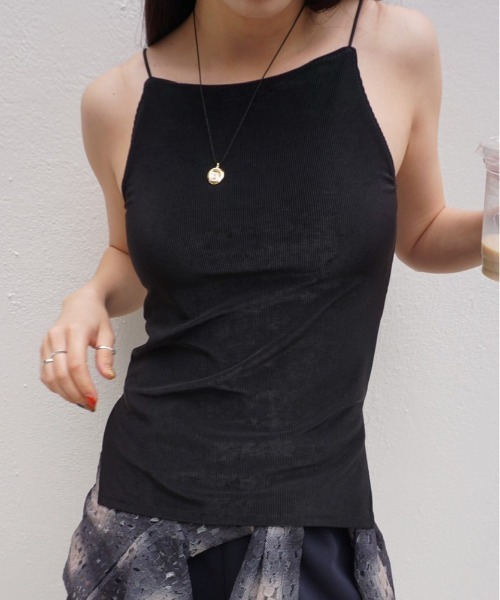 Ameri（アメリ） キャミソール MEDI GLOSS RIB BACK SLIT CAMISOLE