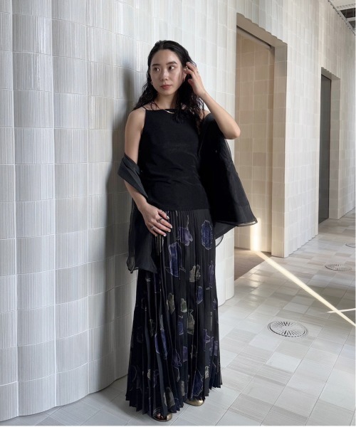Ameri（アメリ） キャミソール MEDI GLOSS RIB BACK SLIT CAMISOLE