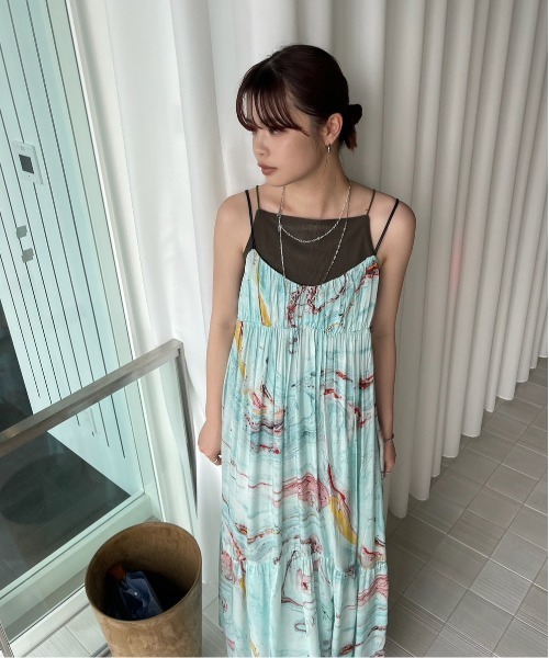 Ameri（アメリ） キャミソール MEDI GLOSS RIB BACK SLIT CAMISOLE