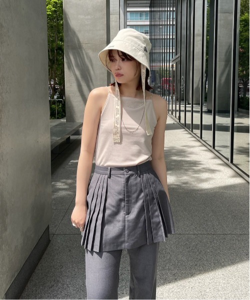 Ameri（アメリ） キャミソール MEDI GLOSS RIB BACK SLIT CAMISOLE
