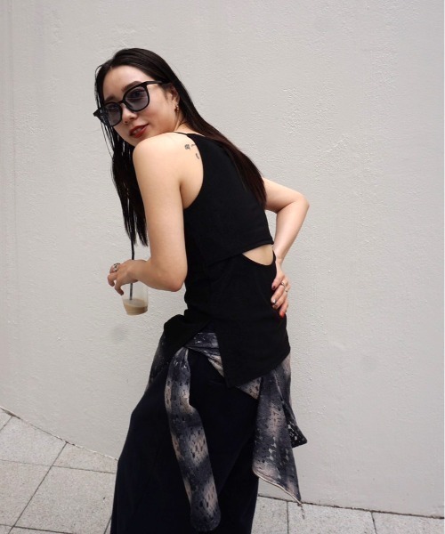Ameri（アメリ） キャミソール MEDI GLOSS RIB BACK SLIT CAMISOLE
