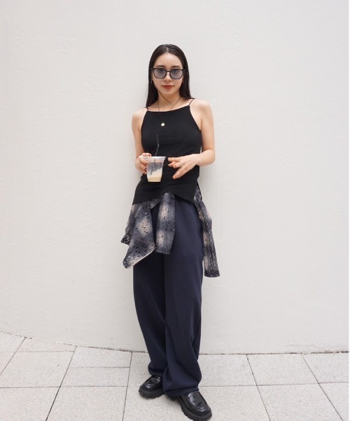Ameri（アメリ） キャミソール MEDI GLOSS RIB BACK SLIT CAMISOLE