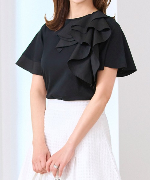 tシャツ アシンメトリーフリル フレアスリーブ カットソー Prima Scherrer レディース