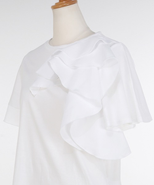 tシャツ アシンメトリーフリル フレアスリーブ カットソー Prima Scherrer レディース Prima Scherrer tシャツ アシンメトリーフリル フレアスリーブ