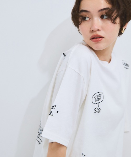 tシャツ 落書き刺繍Tシャツ「洗濯機で洗える」 レディース
