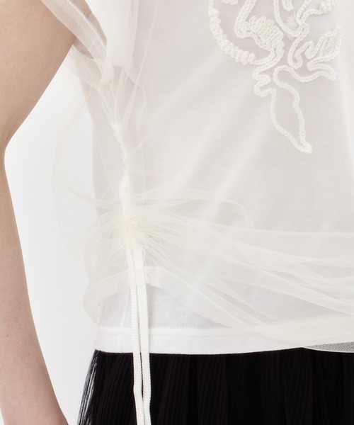 tシャツ 「MURRAL/ミューラル」EX.embroidered tulle layered tops/エンブロイダリーチュールレイヤードトップス MURAL tシャツ 「MURRAL/ミューラル」EX.embroidered tulle