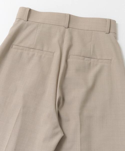 パンツ ウール混防シワハイウエストワイドスラックス レディース