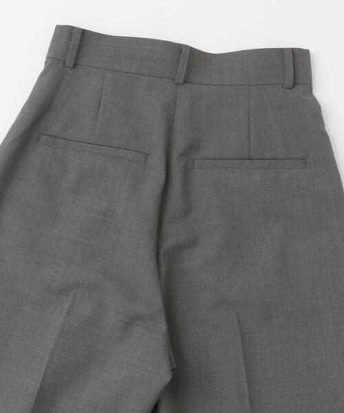 【GRAY】ウール混防シワハイウエストワイドスラックス パンツ ウール混防シワハイウエストワイドスラックス レディース