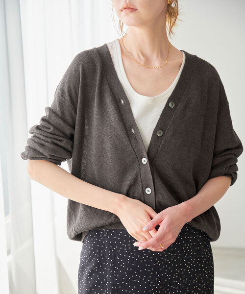 SLOBE IENA（スローブイエナ） ニットカーディガン FREE サックス