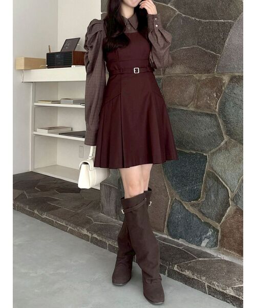 dazzlin ワンピース 長袖レイヤードシャツミニワンピース