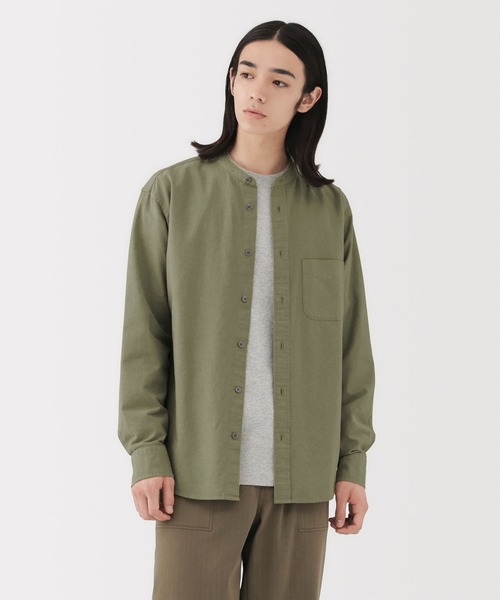 無印良品（MUJI） シャツ 紳士 洗いざらしオックススタンドカラー長袖