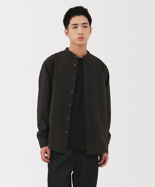 無印良品（MUJI） シャツ 紳士 洗いざらしオックススタンドカラー長袖