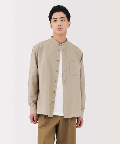 無印良品（MUJI） シャツ 紳士 洗いざらしオックススタンドカラー長袖