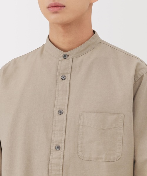 無印良品（MUJI） シャツ 紳士 洗いざらしオックススタンドカラー長袖