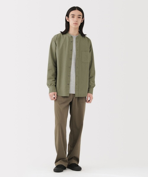 無印良品（MUJI） シャツ 紳士 洗いざらしオックススタンドカラー長袖