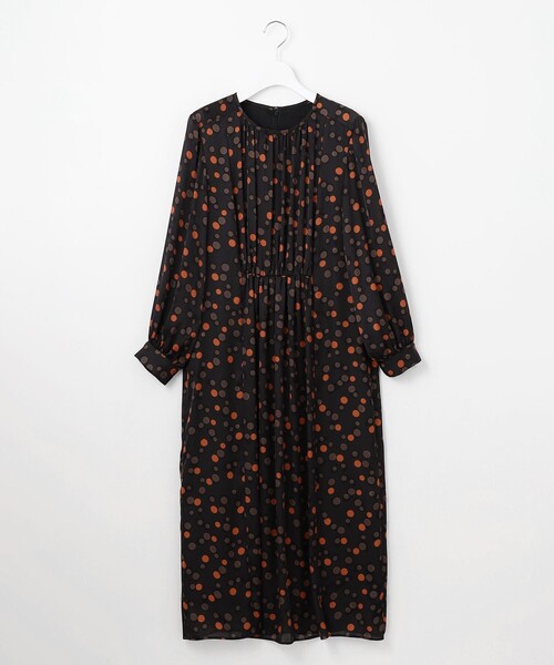 自由区 ポルカドットプリント ワンピース 自由区（ジユウク） ワンピース マルチポルカドットプリント