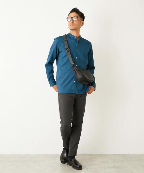 【シャンブレーネイビー】ハイファンクションツイル スリムテーパード5ポケットパンツ MEN'S MELROSE - 【シャンブレーネイビー】ハイファンクションツイル