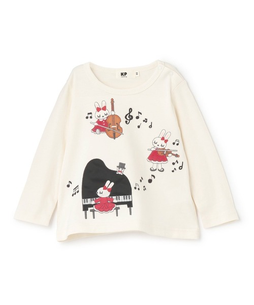 KP tシャツ mimiちゃん ピアノアップリケ 長袖Tシャツ キッズ 子供服